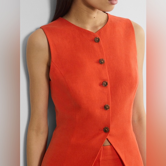 Wilfred Jackets & Blazers - NEW Wilfred Aritzia Cruise Linen Regal Vest Cherry Red Sz 0